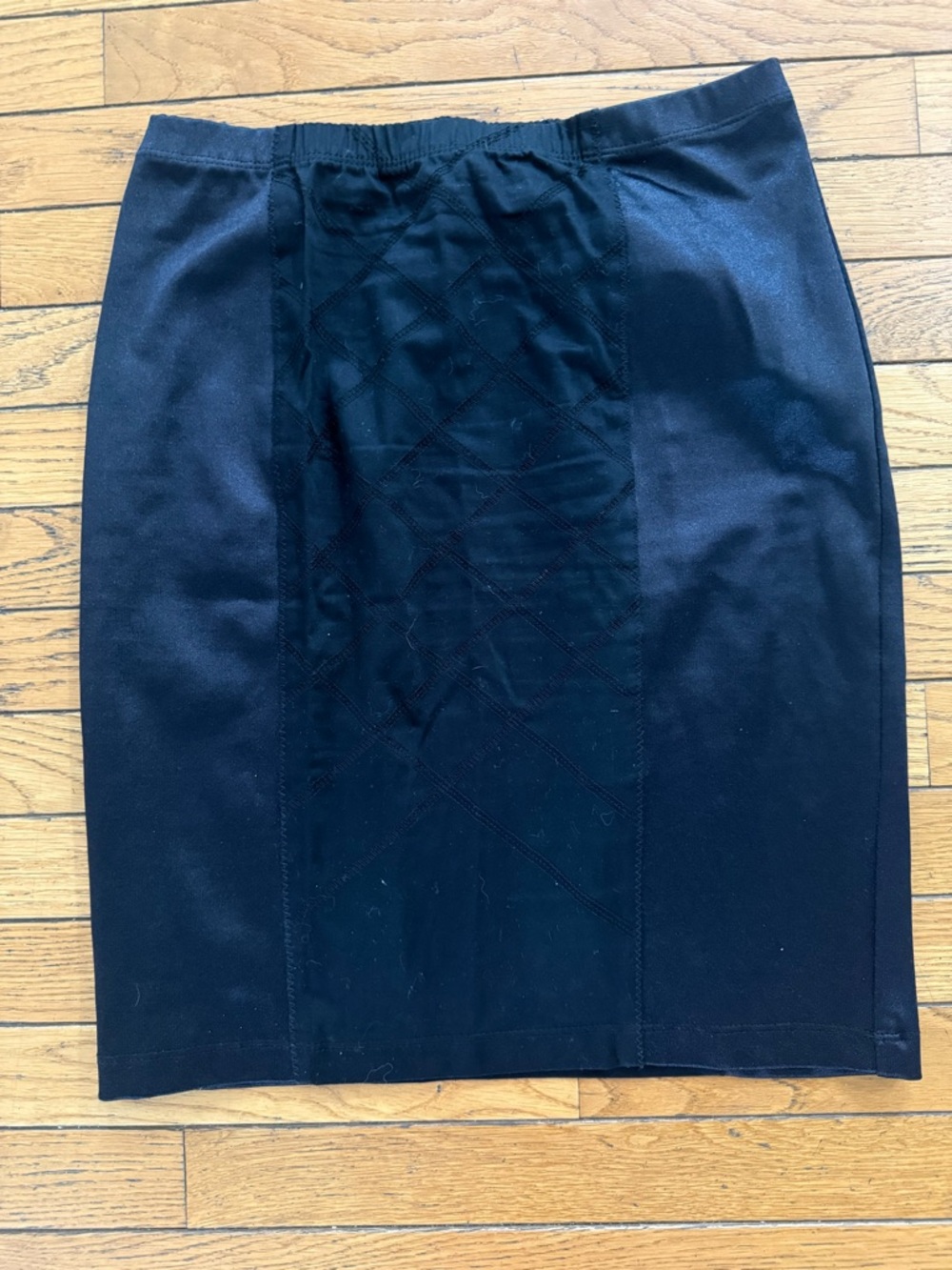 Betsey Johnson Black Pencil Skirt with Quilted Center Panel